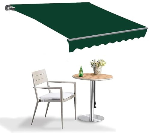 Retractable Awning Fabric 200-550cm, Waterproof Durable Canopy Cover for Joint Arm Awnings, Sunshade, Dark Green (16x10ft/5x3m)