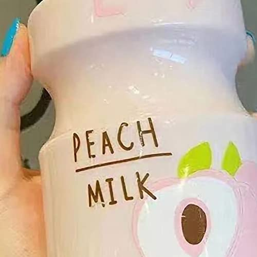 Fdit Bottiglia per Bambini con Modello di Frutta Carino e Resistente, Portatile, per Bere in Sicurezza, in Plastica per PC (PINK 480ML)