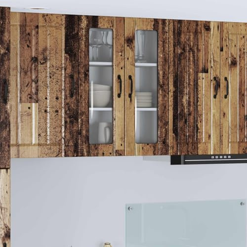 Teenpull Küchenschrank Altholz Optik 60x31x80cm, Holzwerkstoff Vorratsschrank mit Schiebetüren, Modernes Design für Küche & Esszimmer, Langlebiger Beistellschrank