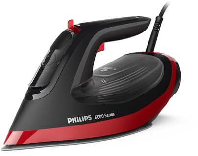 Philips Steam Iron 6000 Series, 220g Boost, No Burn, Drip Stop | SteamGlide Plus soleplate – OptimalTEMP iron, 50g/min continuous, 220g boost, auto shut-off (DST6130/40)