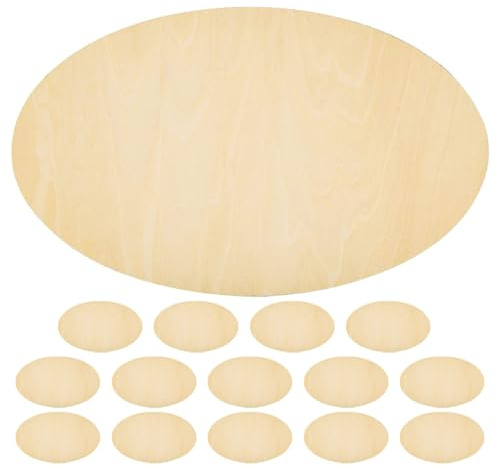 Beavorty 15 Piezas de Rodajas de Madera Ovaladas sin Terminar, 150x100x2 Mm, Madera de Boj Natural para Manualidades, Decoración del Hogar y Proyectos DIY Artísticos