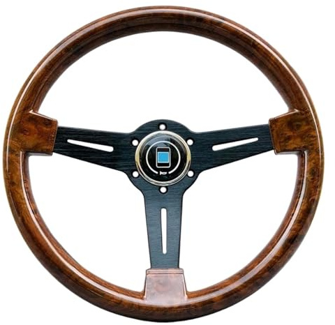 Rennlenkrad 14-Zoll-Universal-Sportlenkrad Aus Klassischem Holz Autozubehör(Schwarz)