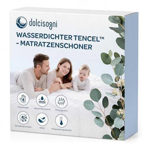 DOLCI SOGNI Protector de Colchón Impermeable en Fibra Natural Tencel – Funda Colchon 80x190cm – Cubre Colchón Antiácaros y Hipoalergénico – Transpirable y Termorregulador – Esquinas Elásticas