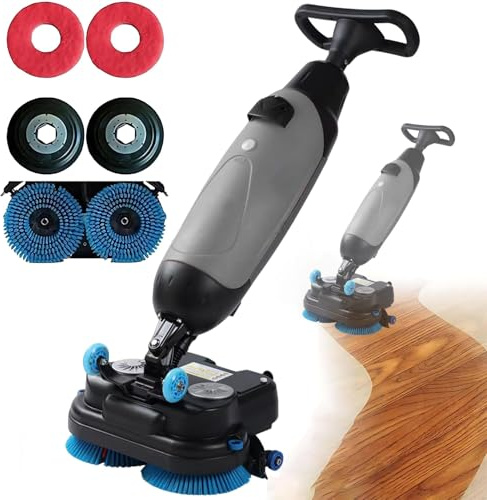 Lavasciuga Pavimenti Elettrica Professionale Per Piastrelle, Senza Fili, Rotazione 360°, Semovente, Larghezza 43 Cm, Ideale Per Officine Ambienti Industriali(Gray)