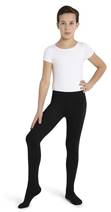 Capezio Boys' Tactel Footed Tight, Black, S