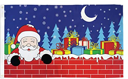 AZ FLAG - Flagge Weihnachtsmann Mit Geschenken - 150x90 cm - Weihnachtsfest Fahne 100% Polyester mit Messing-Ösen - 110g