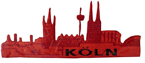 Bügelbild-Stoffe KÖLN Skyline Rot, 180x75mm, zur Veredellung, DIY