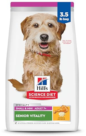 Hill's Science Diet Adult 7+ Senior Vitality Small & Mini Dry Dog Food, Chicken & Rice, 3.5 lb. Bag