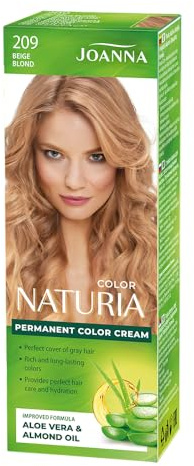 JOANNA Naturia Color Haarfarbe Beige Blond mit Pfirsichextrakt 100 g | Permanente Haarfarbe mit Milchproteinen und Pfirsichextrakt; sorgt für langanhaltende Farbe und weiches, glänzendes Haar