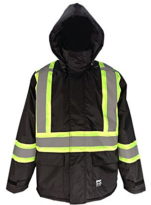 Viking Open Road 150 Denier Waterproof and Windproof Hi Vis Jackets for Men and Women - Vi-Brance Reflective Safety Jackets, Black - Large