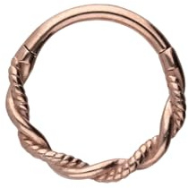 PIERCINGLINE Piercing Ring Chirurgenstahl Segmentring Clicker DOPPELT GEDREHT - Roségoldfarben, Schwarz, Goldfarben, Silberfarben