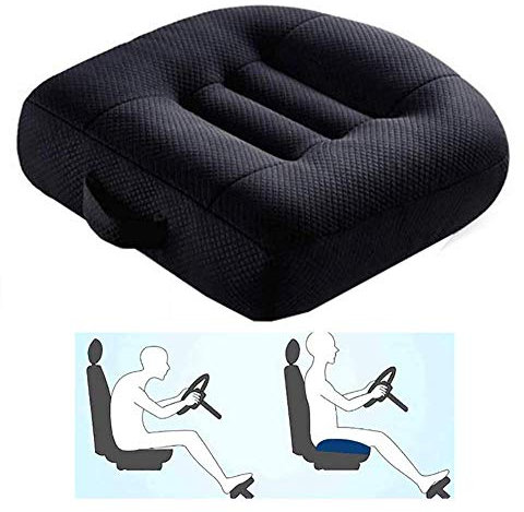 odeer Auto-Sitzerhöhung, tragbar, für Fahrer, Beifahrer, Sitzkissen, rutschfest, aus atmungsaktivem Netzstoff, 3D, mit praktischem Griff, Schwarz, 15,7 x 15,7 x 4,7 cm