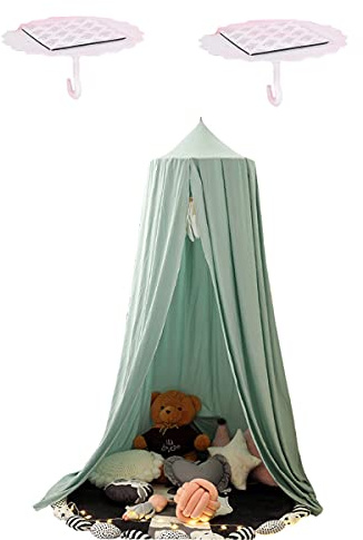 Lucpetk 275cm Baby Baldachin Extra groß Betthimmel Kinder Babys Bett Hängende Moskiton für Schlafzimmer Ankleidezimmer Spiel Lesen Zeit Höhe 275 cm (Grün)