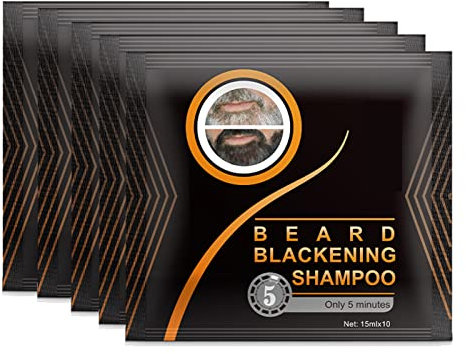 Gegong 5 Stück Bartshampoo, Bartfärbemittel, Bartschwärzungsfarbstoff Natürliches Schwarz, Ammoniakfrei, Parabenfrei, Sulfatfrei, 75ML