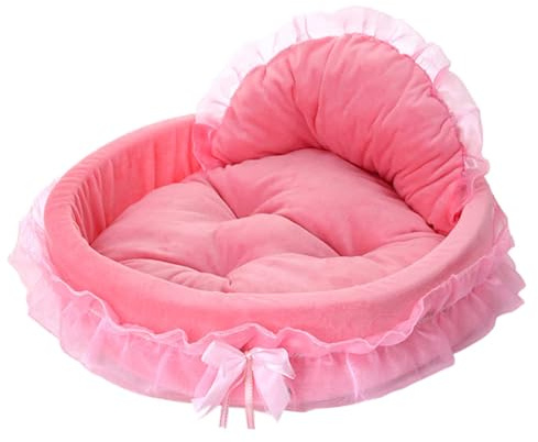 pawstrip Pink Dog Bed Washable Princess Cat Couch Soft Plush Pet Sofa Nest Mat Snuggle Kitten Puppy Cave Beds Cute Cozy Kitten Doggy Kennel Cushion Small Medium Dogs Cats Sleeping Pad (S, Pink)