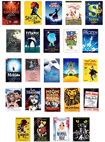 24 x Pre-Cut Broadway Musical Poster Edible Wafer Cupcake Topper Cake Decoration