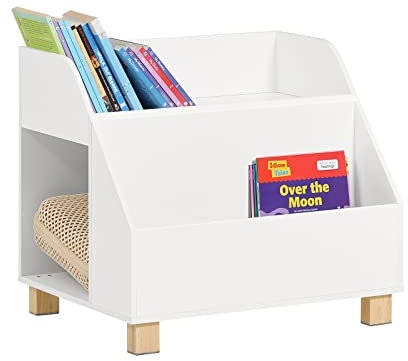 SoBuy KMB54-W Kinderregal mit 3 Fächern Spielzeugregal Bücherregal Kinder Aufbewahrungsregal für Kinder Standregal mit Massivholzbeine weiß BHT ca.: 60x53x48cm
