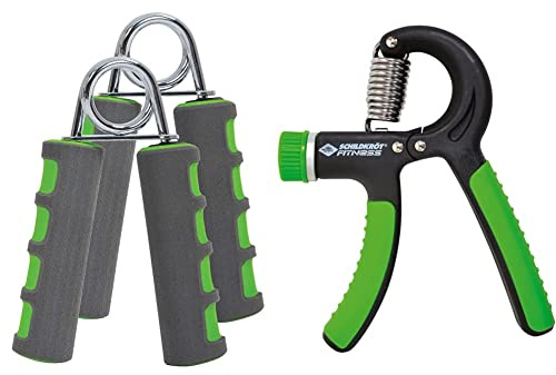 Schildkröt Unisex – Erwachsene Handmuskeltrainer 2er Set, 4-Farb Karton, Anthrazit-Grün, 960116, Einheitsgröße & Handmuskeltrainer 960122 Pro, Single Pack,