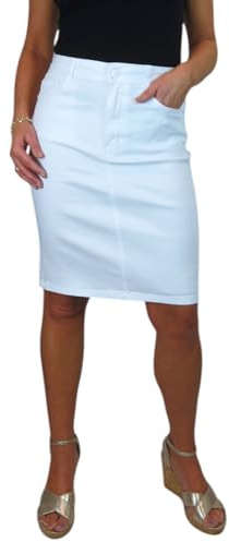 Falda De Lápiz Estilo Jeans Elásticos De Algodón Pesado para Mujer Casual 38-48