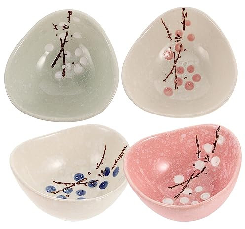 4Pcs Japanese Style Ceramic Sauce Dipping Plates for Snacks and Condiments Food-Grade Small Seasoning Dishes for Home Parties and Appetizers
