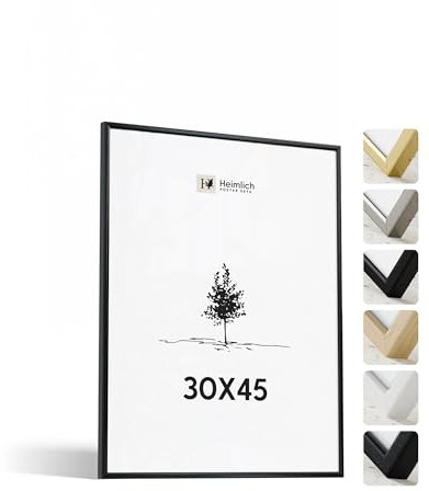 Heimlich® - Cornice per foto - 30x45 cm, Alluminio Metallo, Nero - Piccola cornice per poster con copertura in foglio di plastica - Solo espositore da parete