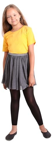 looksy Filles 7/8 Longueur Collants sans Pieds pour Jupe Robe Tunique Leggings Minces pour Petite Dame À La Mode Enfants Ballet Gymnastique École Pantalon Alice, Nero 134/140 cm (9/10 Ans)