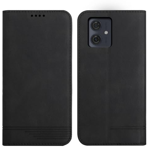 Rostsant Funda Motorola Moto G54 Carcasa de Cuero PU Magnético Funda a Libro Motorola Moto G54 con Cartera Funda para Motorola Moto G54 Negro
