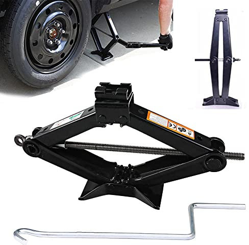 Cric Voiture 2T, Cric à Ciseaux Épaissi de Haute Qualité, Cric pour Voiture Portatif, Gamme de 105-385mm, Elevateur Ciseaux 2 Tonnes pour Auto, Camions, Berlines, Fourgonnettes, MPVs