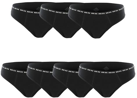 NUR DIE Periodenunterwäsche 7er Mehrpack Alles Geregelt Slip Unterhose 4X Mittelstark 3X Extrastark Blutung Bio-Baumwolle waschbar & saugfähig Menstruationsunterwäsche - Schwarz Größe