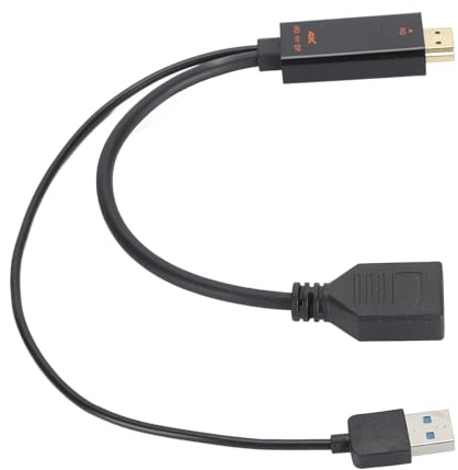 Uso Multifuncional 3840X2160, Adaptador de Cable HD a DisplayPort con Alimentación USB, para Conectar Computadoras, Portátiles y Escritorios a Monitores DisplayPort