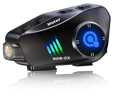 Motorcycle Helmet Headset Camera Q28-2X with 1080P HD Video 120° Lens 360°Shooting,2 Riders 1000M Intercom Motorcycle Headphones with 32G TF Card Large Battery Noise Reduction Waterproof IPX6