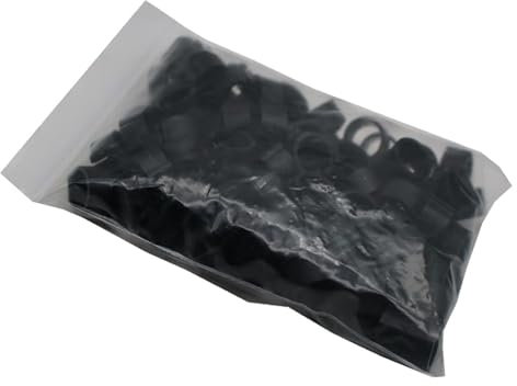 CHAASDEOM Der Taubenring 200 Stück 8 mm Innendurchmesser, 7 mm Höhe, Vogelfußringe, 10 Farben ohne Text, Identifikationsring for Papageien, Tauben, Vogelträger, praktisch und langlebig(Black)
