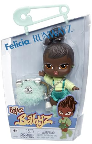 Bratz Babyz Runwayz Doll - Felicia - 1 Sammel-Modepuppe mit Modischem Outfit, Niedliche Babypuppe mit Halskette, die auch als Schlüsselanhänger Dient - Kinderspielzeug - für Kids ab 6 Jahre