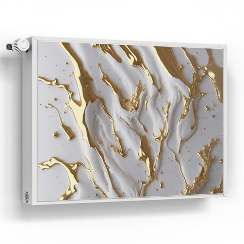 DEQORI Magnetfolie für Heizung 80x60 cm | Motiv Goldene Fließkraft | dekorative Magnetmatte Heizkörper Schutz Verkleidung | Magnet Deko-Folie selbstklebend, magnetisch & wasserabweisend