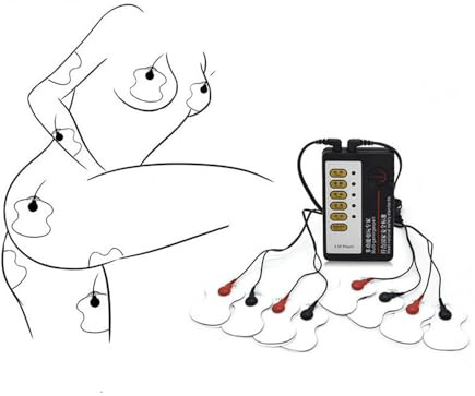 Hmxseu SM Brustvergrößerung Elektrische Brust-Patch Elektro Shock Brust Massagegerät Elektrostiimulation Set Elektrische Erotik Extrem Sexspielzeug Klitoris Stimulator für Frauen Paare (8 Scheiben)