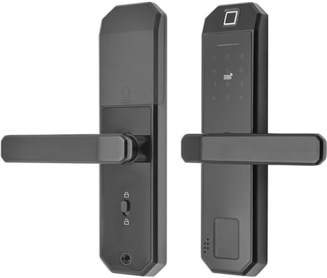 BRRIDE Fingerabdruck Türschloss, Digitales Smart Schlösser mit 2 IC-Karte & Schlüssel, Intelligentes Schloss Elektronisches Türschloss, Fingerabdruck/Karte/Schlüssel/Code-Entriegelung