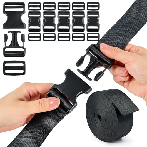 Spännen, spännband, set 6 + 12, svart, 38 mm