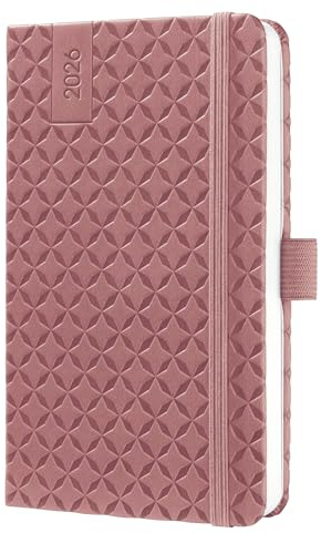 SIGEL J6128 Wochenkalender 2026 A6 dunkelrot, Hardcover, Gummiband, Stiftschlaufe, Einstecktasche, 174 Seiten, vegan, Buchkalender, Terminplaner Taschenkalender Jolie