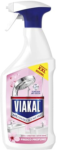 Viakal Spray Anticalcare, Formato XXL 800ml, Fragranza Fresco Profumo, Tecnologia Anti-Goccia, Elimina Fino Al 100% Di Calcare e Residui di Sapone