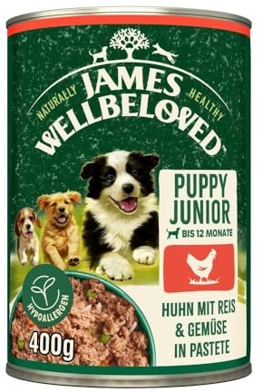 James WELLBELOVED 6 x 400g Hund Welpe/Junior Dose Nassfutter Huhn in Pastete