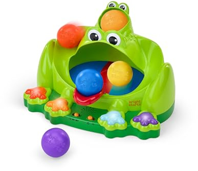 Bright Starts, Juguete de Bolas Poppin' Ball Frog, Juguete lanzabolas, Rebote y Carrera en rampa, promueve Las Habilidades de Gateo y persecución, Unisex, a Partir de 6 Meses