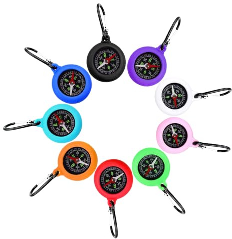 9 Pcs Kompass Kinder Mini Kompass Schlüsselanhänger Kinderkompass Schlüsselanhänger Compass Tragbar, Wasserdicht Und Langlebig, Geeignet Für Campingurlaub Und Wandern Im Freien