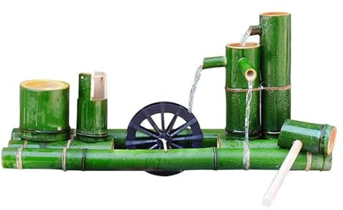 Free Standing Handmade Bamboo Fountain, Zen Garden Water Feature, Rotating Windmill Circulation Fountain, Outdoor Landscape Decoration, for Bird Bath Fish Pond Patio)