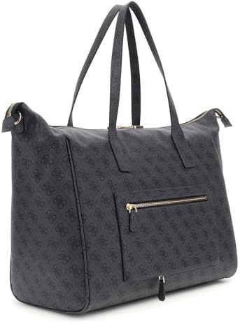 GUESS Reisetasche mit Laptopfach Latona Carryon Large Tote Coal Logo dunkelgrau