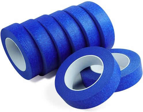 KAKAMINA Malerkrepp 30 mm, 30 mm x 50 m x 8 Rollen. | 8 Packungen blaues Malerband in Großpackung für allgemeine Zwecke.