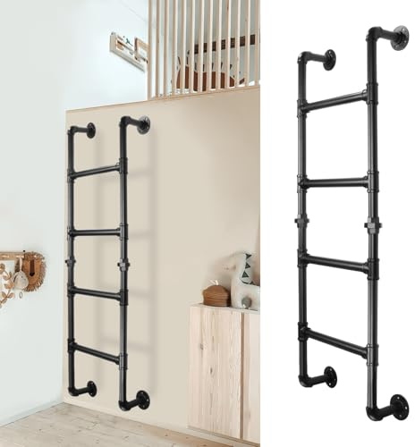 Scaletta per letto a castello, in ferro battuto, capacità 150 kg, 4 pioli, per cantine, soffitte, soffitte, dormitori e casa