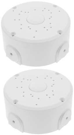 Vaguelly 2PCS Dome Camera Mount with Bracket and Integrated Cable Box White Outdoor Security Junction Box for Ceiling and Wall Camera Installation Weather-resistant Cable Concealment Holder