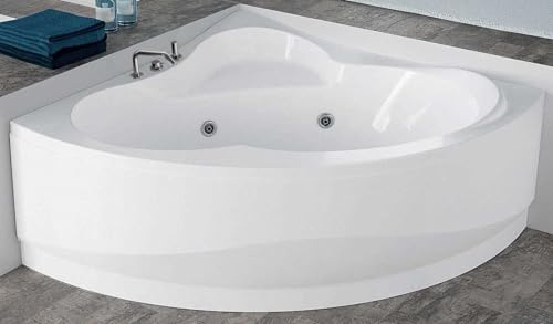 Novellini Una Vasca da Bagno Hydro 135x135 H55 cm Idro 6 Jet Forma Esterna Semicircolare Simmetrica Interna Ovale Angolo Reversibile Telaio Pannello Display Rubinetto Acrilico Bianco Lucido