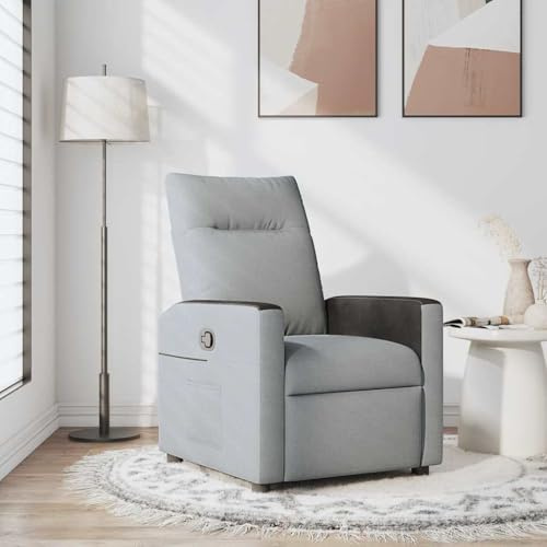 Yunovire Relaxfåtölj ljusgrå tyg, manuell liggfunktion, justerbart ryggstöd, bekväm TV-fåtölj för vardagsrum och sovrum, modern design, 110 kg lastkapacitet