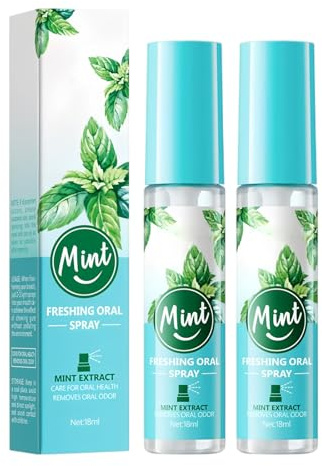 Minze Mundspray 2PCS, Minzeextrakt, Reduziert Mundgeruch, Tragbares Mundspray Mit Minzenaroma Für Frischen Atem Unterwegs, Tragbar Für Alltag & Reisen